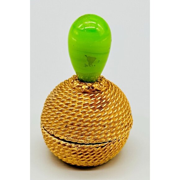 FLORENZA Jewelry Trinket Pill Box Insect Bug Bee Enamel Hive Green Glass Top - Picture 3 of 8